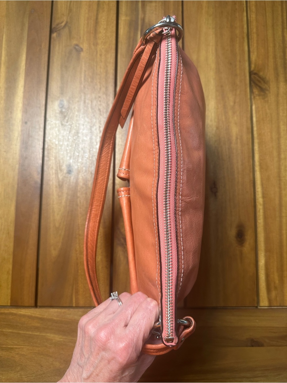 Coach Poppy Hippie Leather Hobo Bag with Matching Wallet in Salmon Pink - Picture 5 of 16